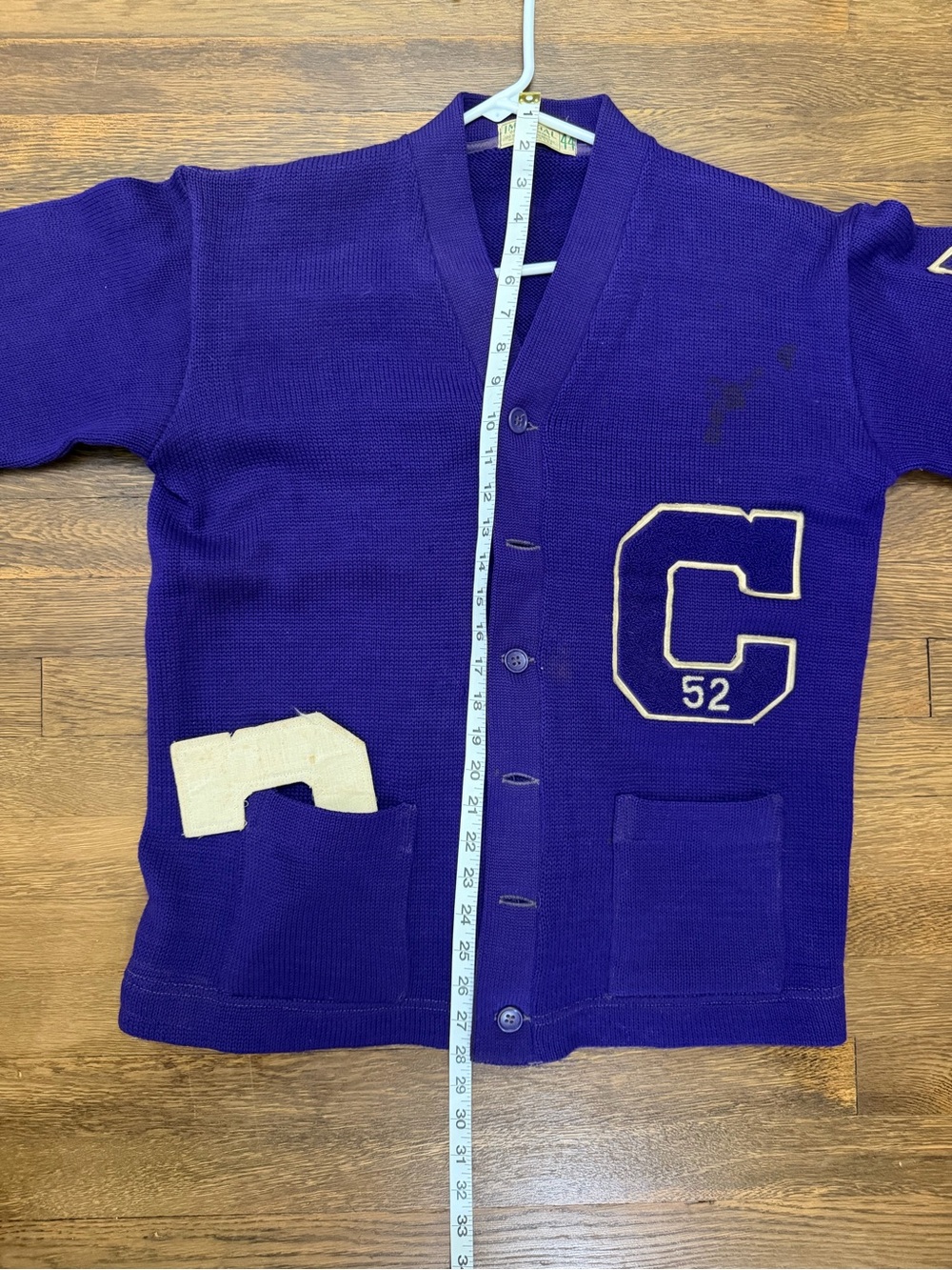 Vintage Purple Letterman Cardigan Sweater - Picture 5 of 8